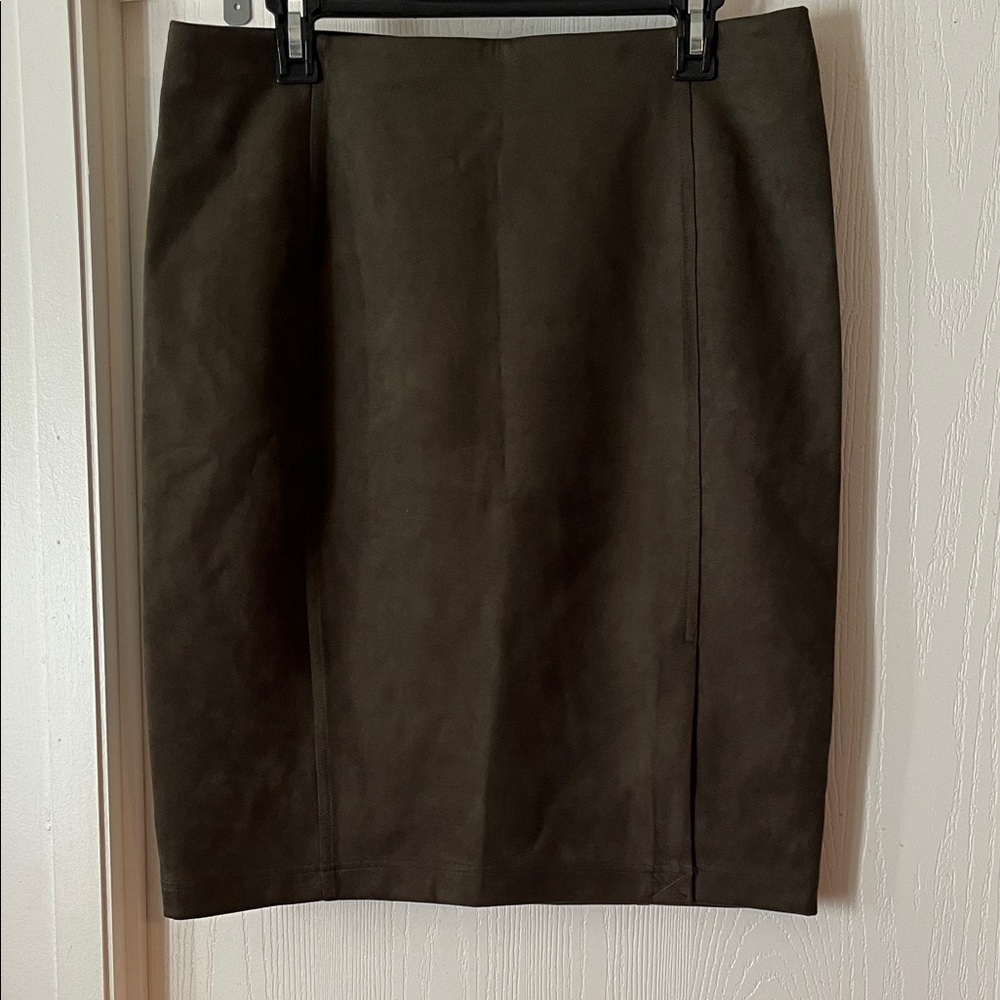 NWT Premise Olive Green Faux Suede Pencil Skirt Large